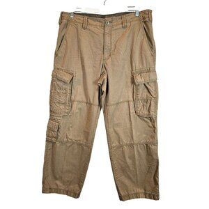 Eddie Bauer Mens 36x30 Khaki Cargo Pants Cotton Relaxed Fit Multi Pockets